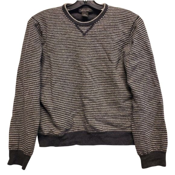Bloomingdale's Other - THE MEN'S STORE Bloomingdale's Sweater Mens Large Gray Striped 100% Merino Wool